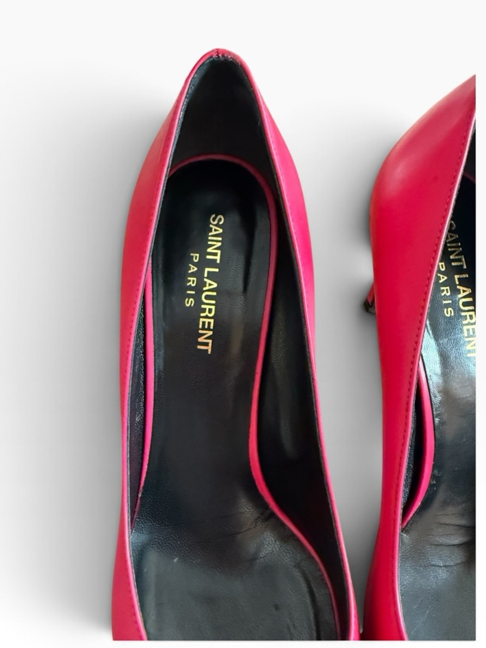 Saint Laurent Zoe Cap-Toe Leather Stiletto Heel Pumps Pink/Black EU 39.5 US 9.5 - Picture 3 of 14